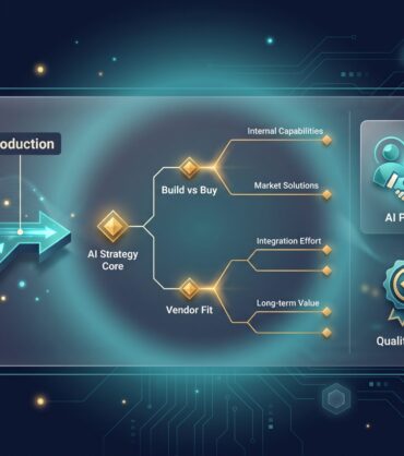 AI data strategy roadmap with pilot, scale, and production milestones and partner-fit decision tree