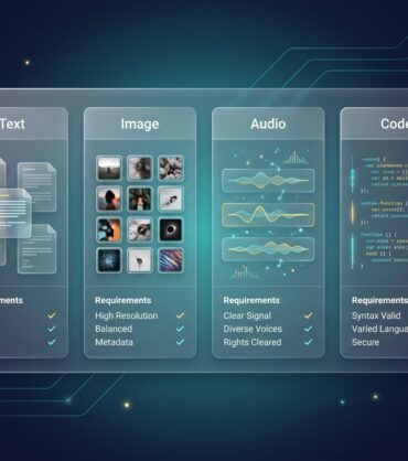Training data requirements across text, image, audio, and code modalities